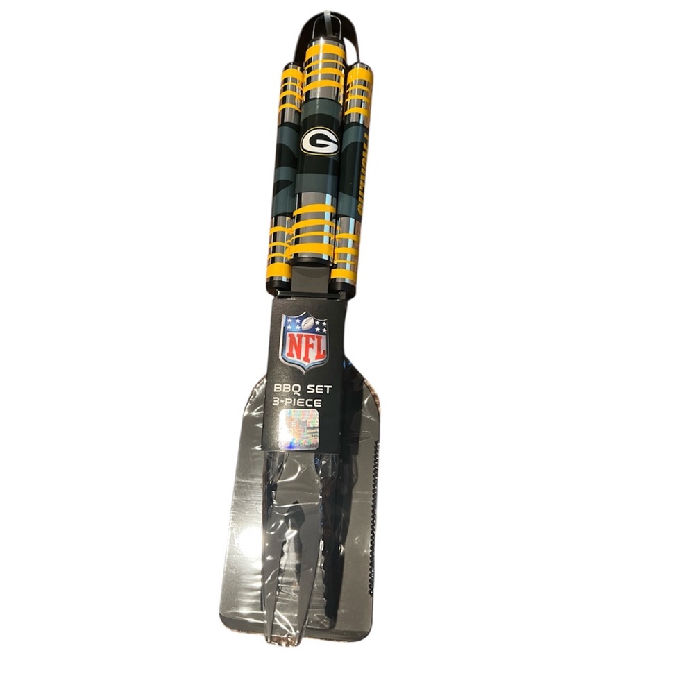 NFL BBQ Set Green Bay Packers 3-Piece Spatula /Fork/Tongs